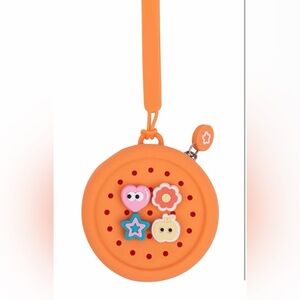 Coin Purse with Charms, Zip Silicone Round Carrying Pouch
